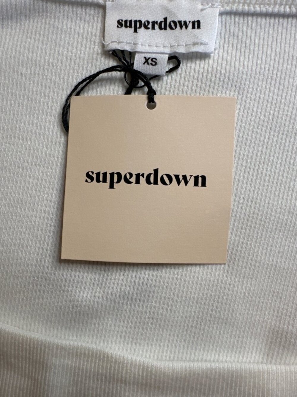 superdown Priscilla Ribbed Top in White X-Small New Womens Long Sleeve Blouse - Picture 8 of 9